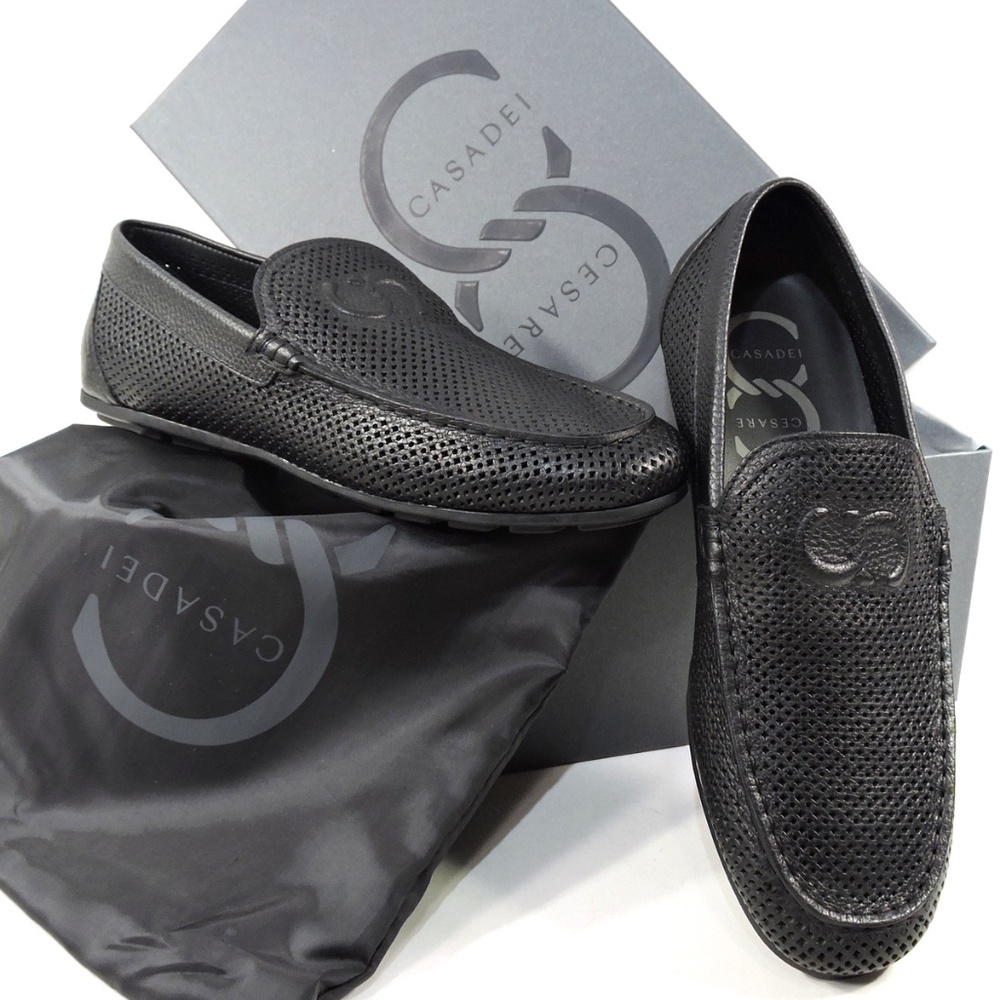 CASADEI 🇮🇹 MEN'S BLACK SOFT LEATHER COMFORT SUMMER LOAFERS